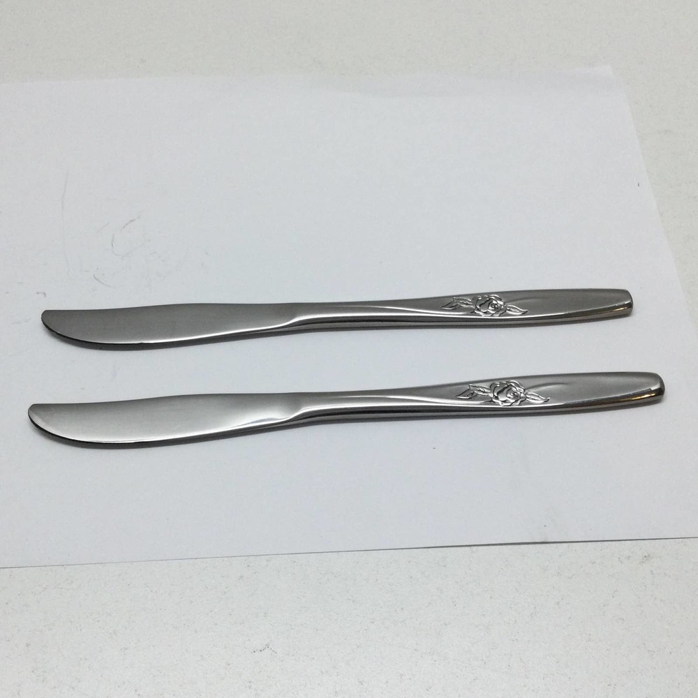2 piece International Silver Random Rose Stainless Luxury Modern Solid Knife 8"